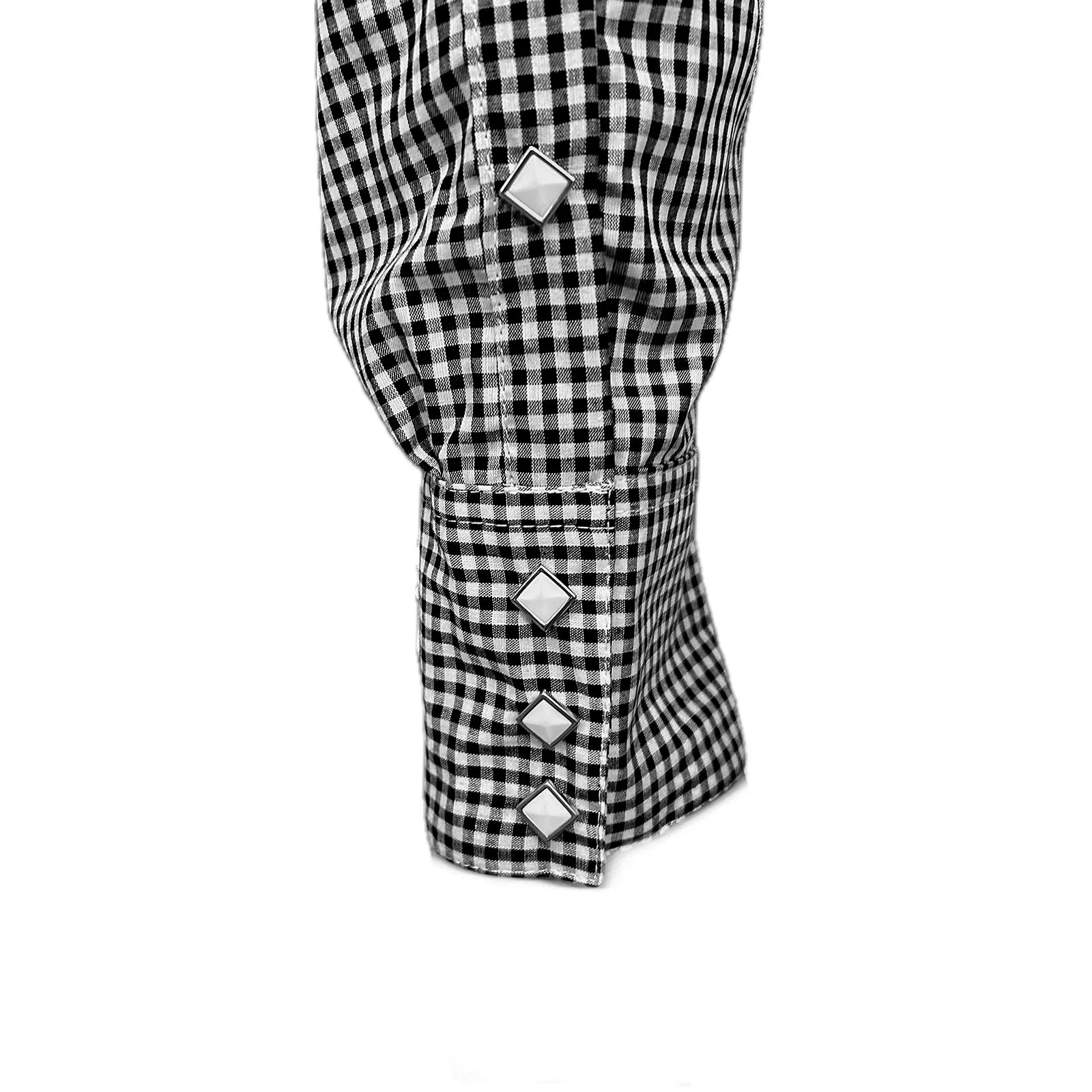 Men's Slim Fit Black Gingham Check Western Shirt