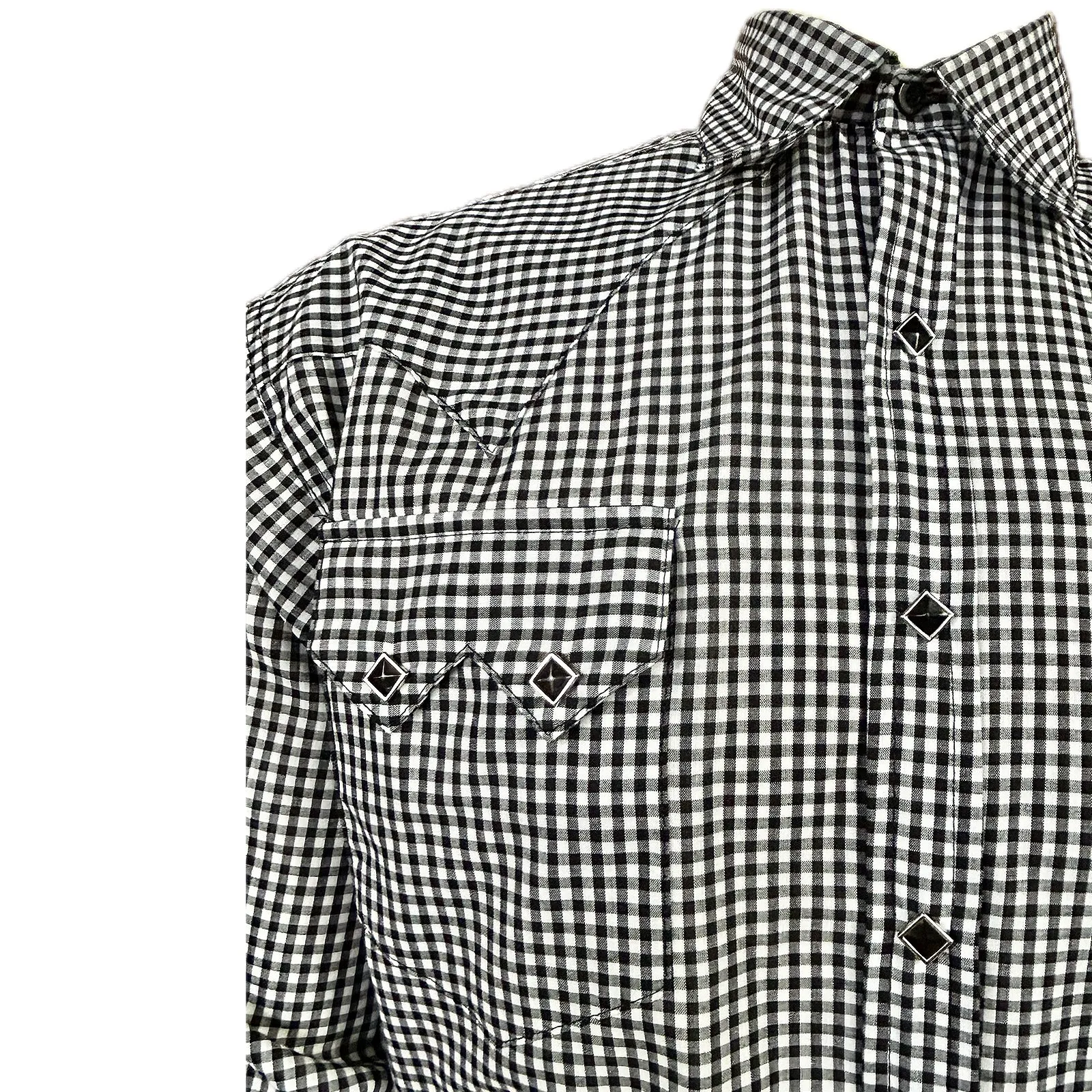 Men's Slim Fit Black Gingham Check Western Shirt