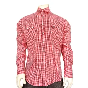 Men's Slim Fit Red Gingham Check Western Shirt