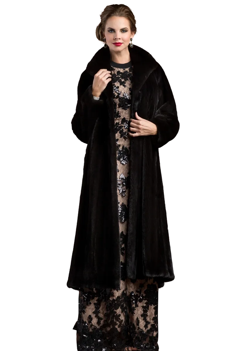 Natural Mink Fur Coat - Wing Collar - Straight Sleeve