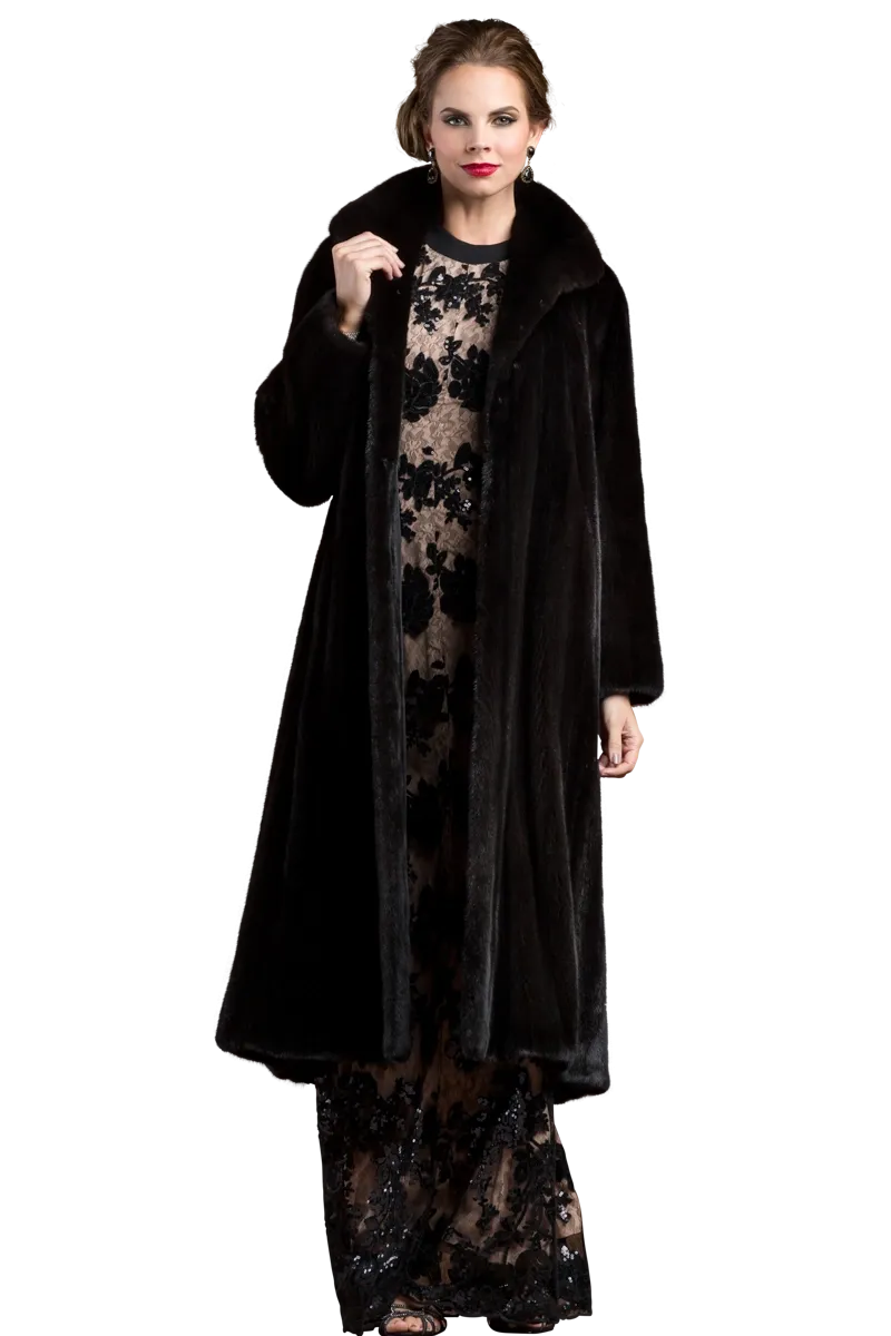 Natural Mink Fur Coat - Wing Collar - Straight Sleeve