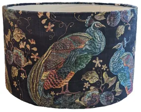 Navy velvet peacock lampshade for a ceiling pendant -  20cm, 30cm and 40cm