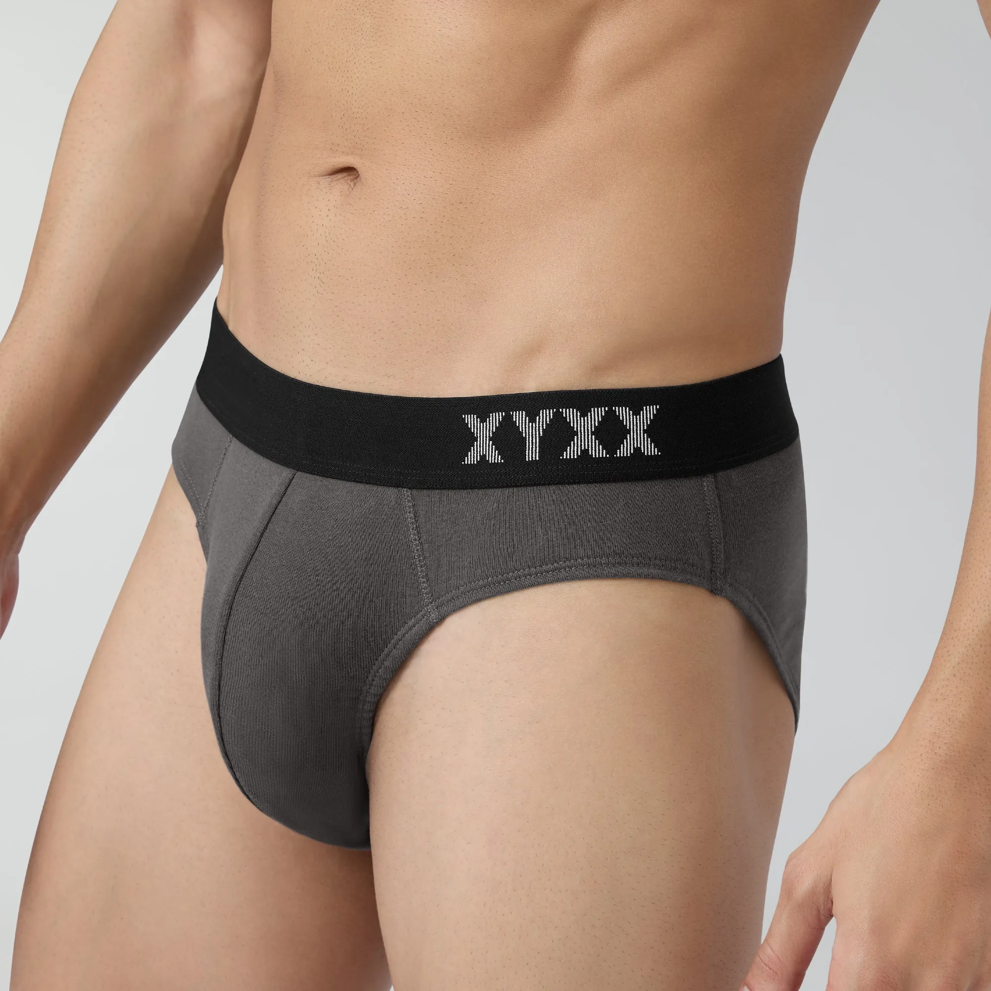 Pace Cotton Rib Briefs Charcoal Grey