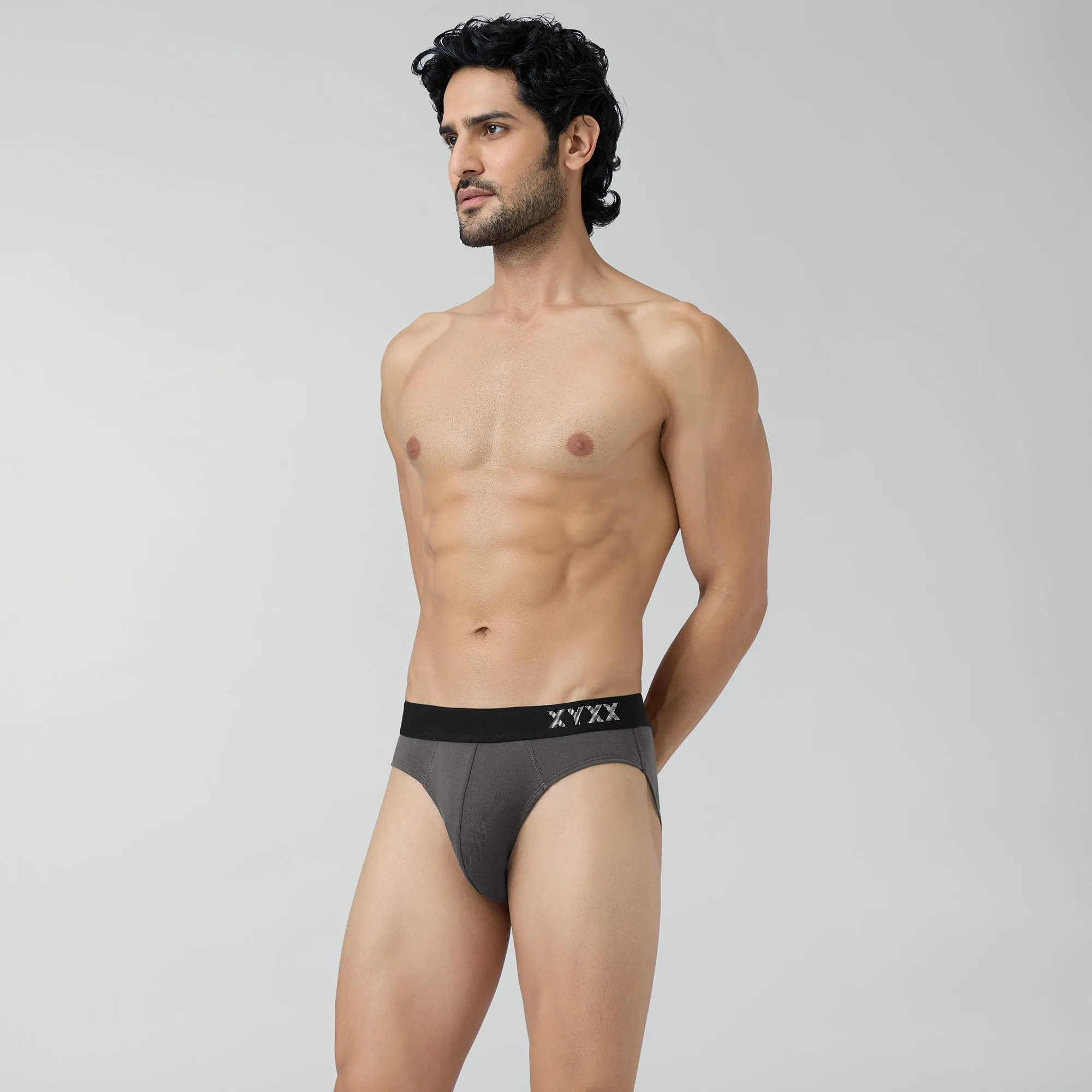 Pace Cotton Rib Briefs Charcoal Grey