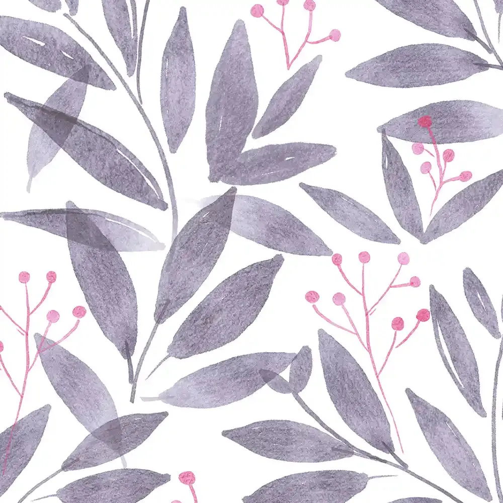 Paradise Leaves Design Wallpaper Roll in Purple Color