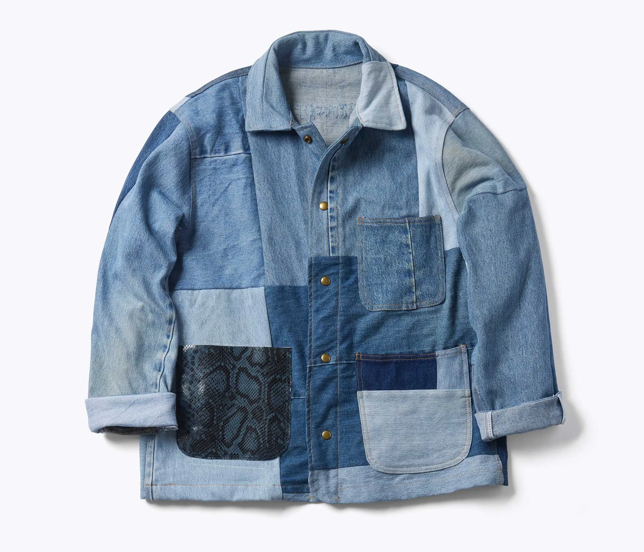 PATCHWORK DENIM CHORE COAT