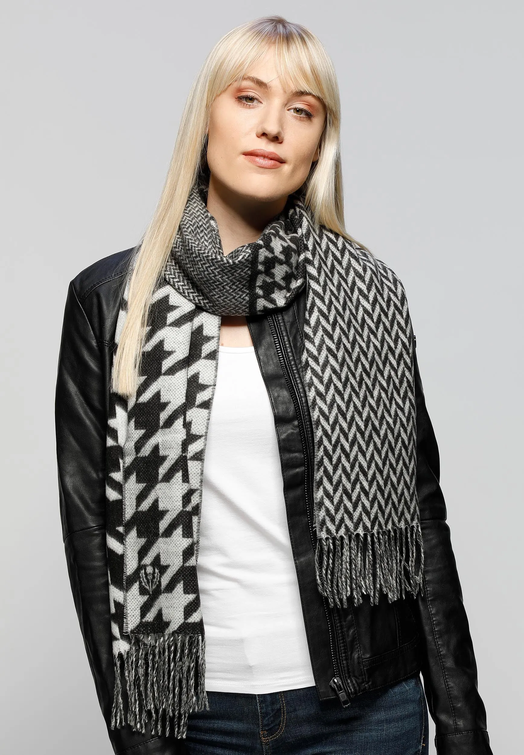 Patchwork Houndstooth Woven Cashmink® Scarf