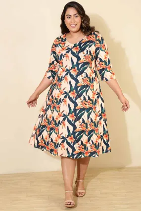 Plus Size Floral A line Dress