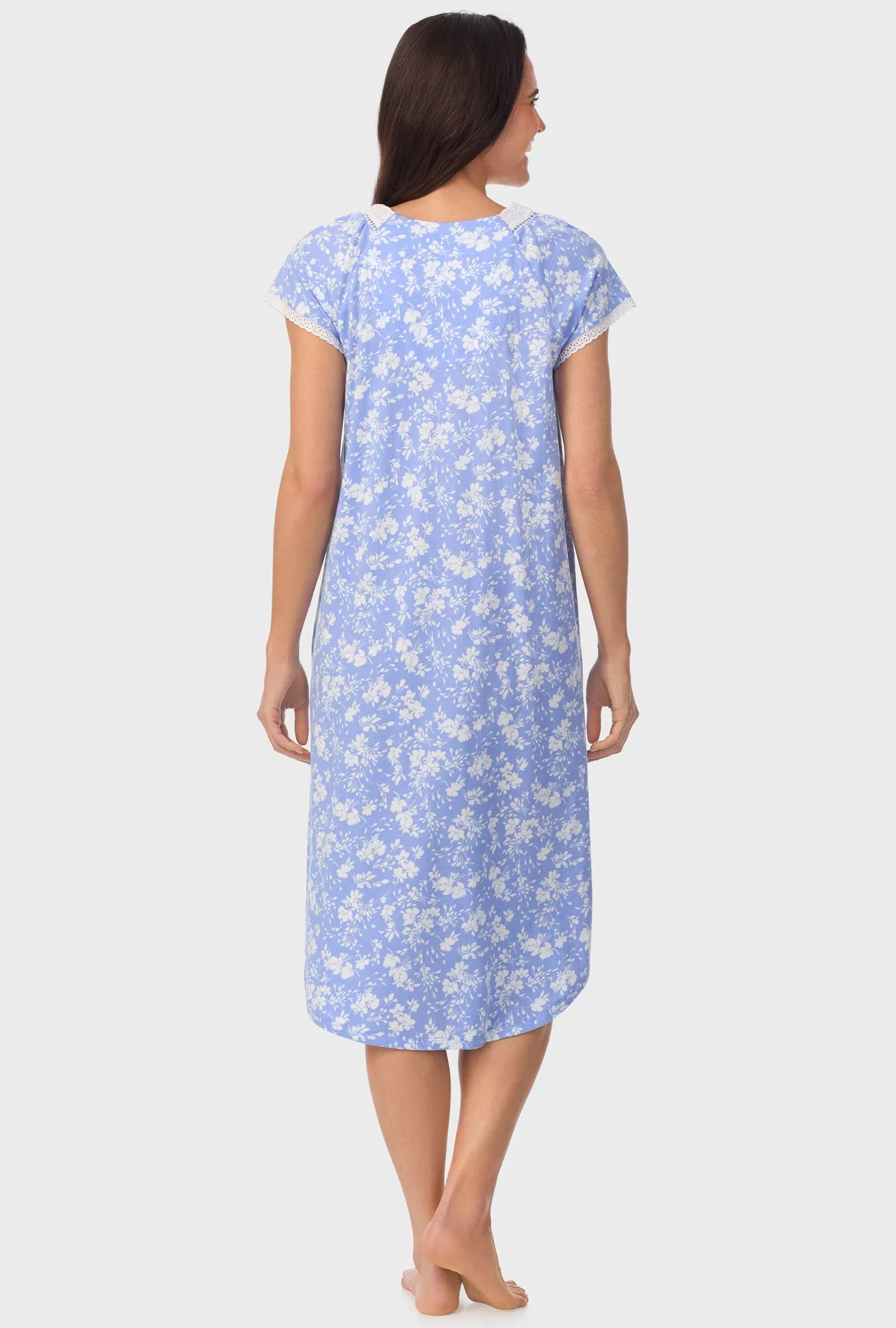 Powder Blue Floral Cap Sleeve Nightgown