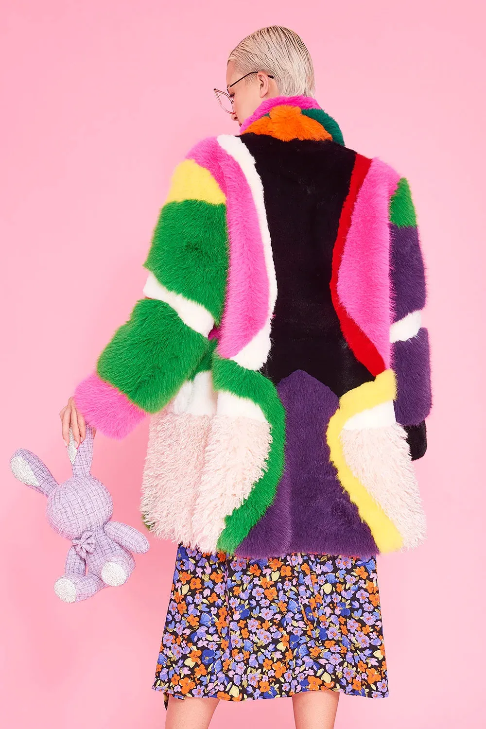 Rainbow Faux Fur Coat