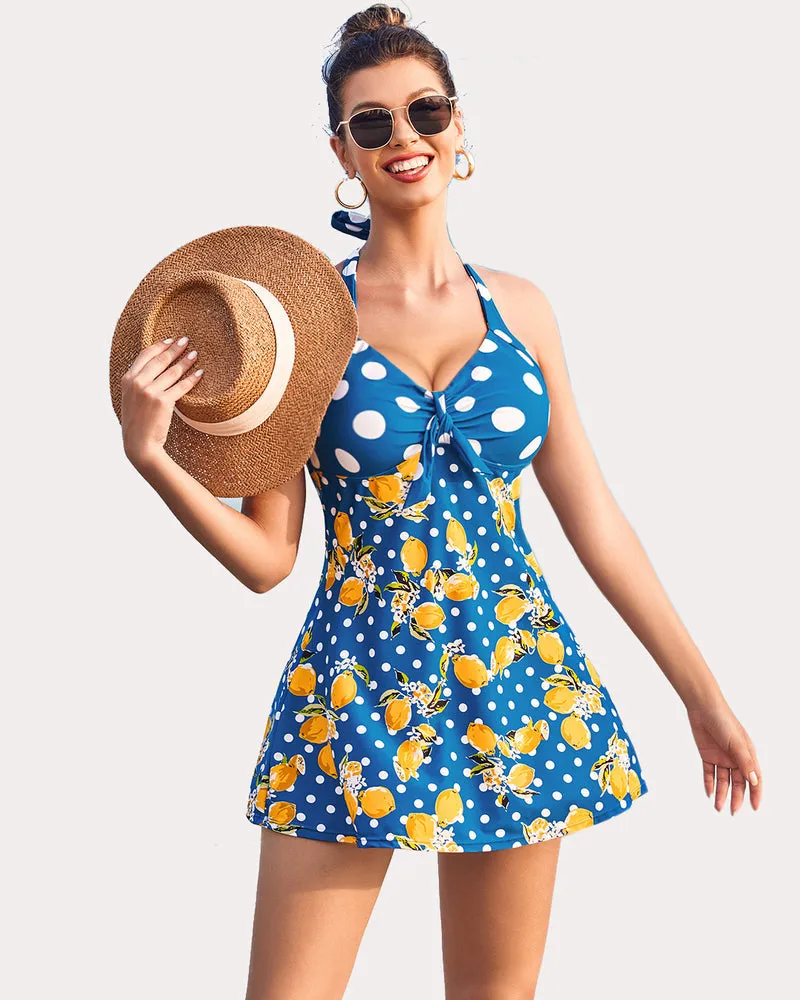 Retro Tankini Set Halter Swimsuit