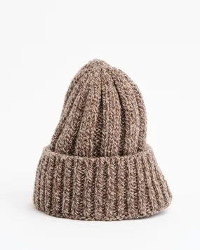 Rib Beanie Heather Brown