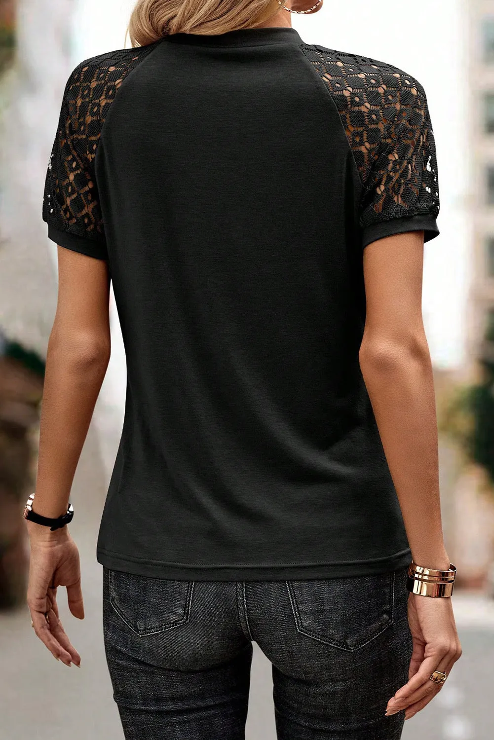 Short Lace Sleeve T-Shirt