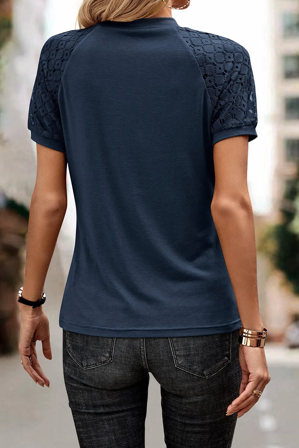 Short Lace Sleeve T-Shirt