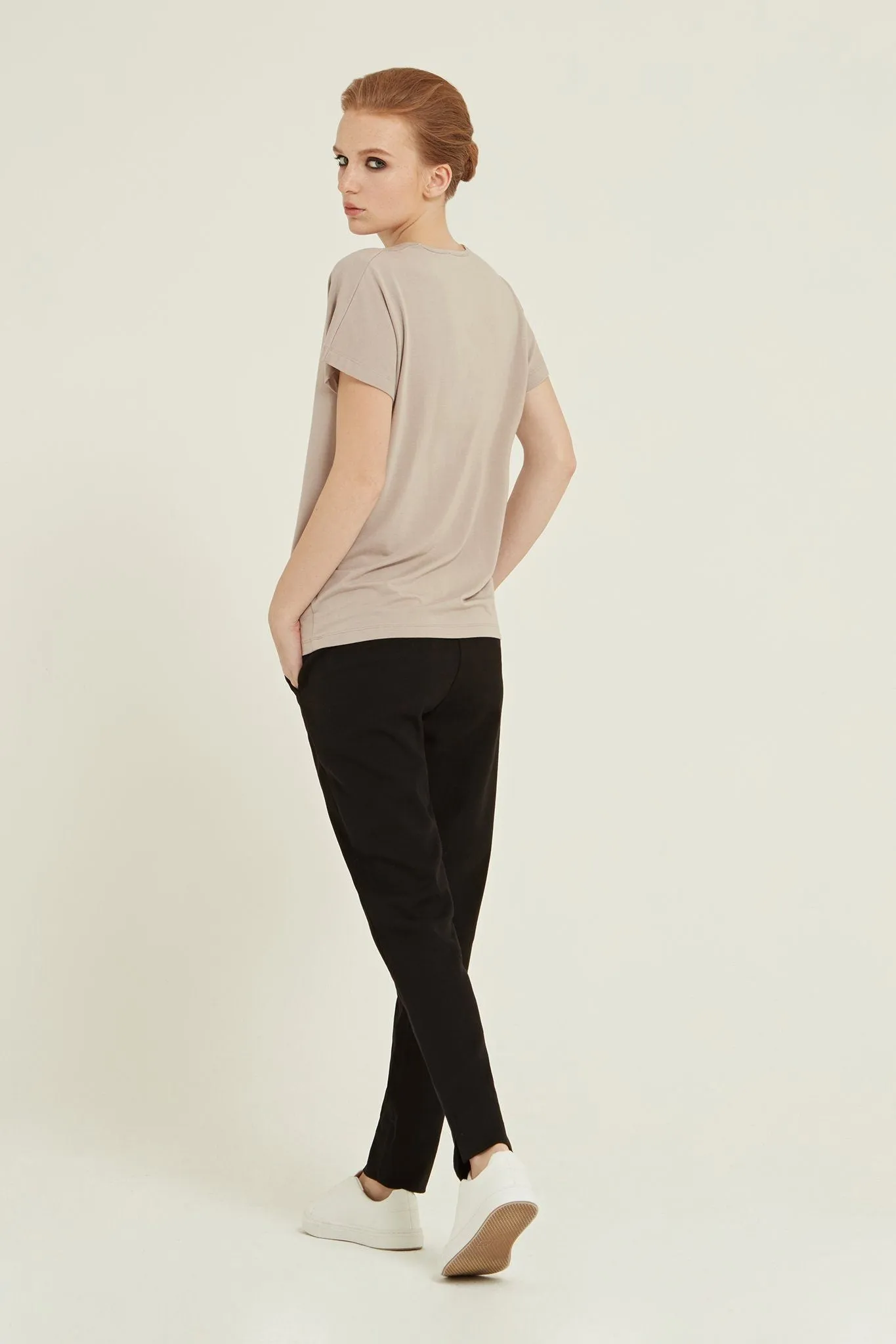 Silk-Panelled Cotton-Blend V-Neck Top