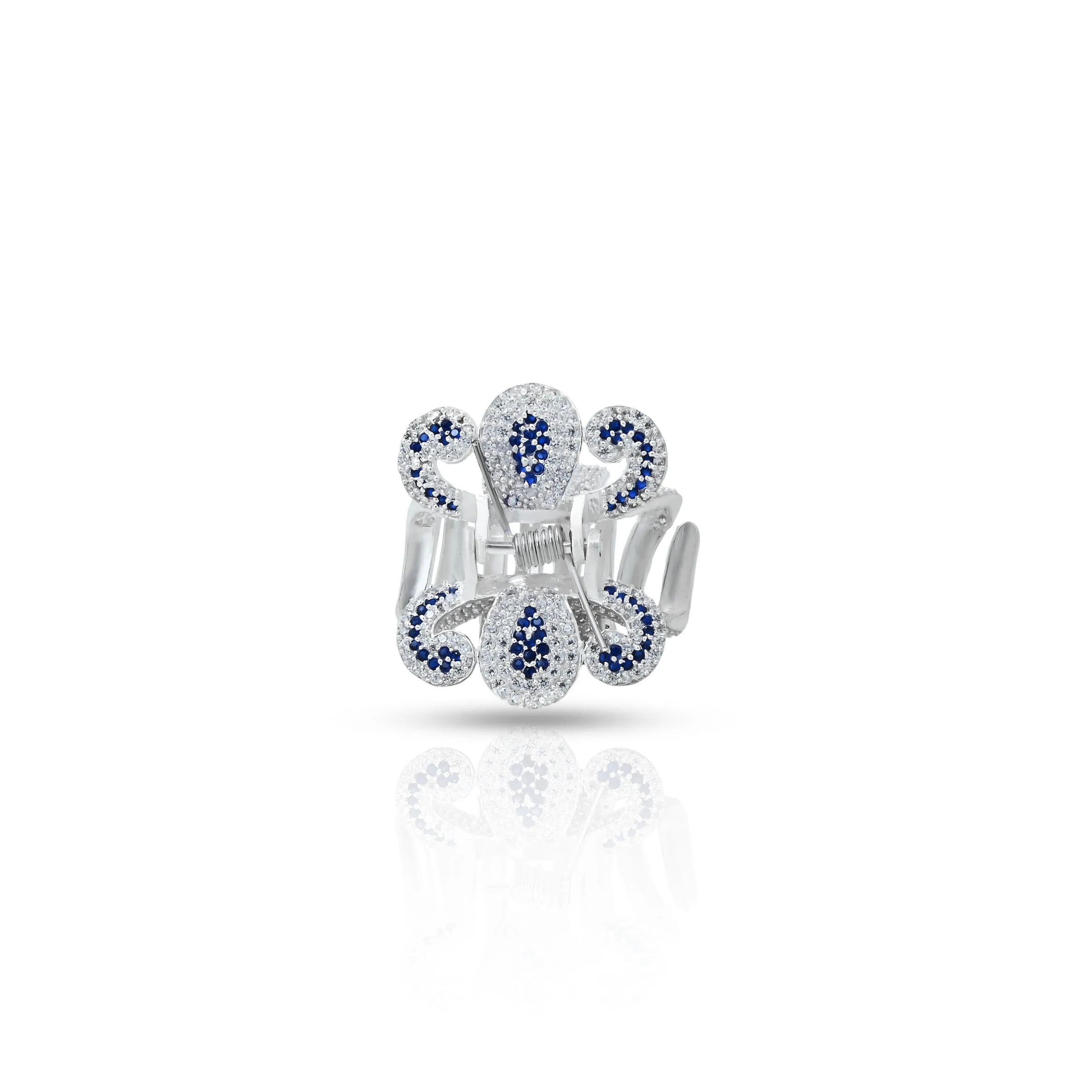 Silver Blue and CZ Gem Stone Clutcher for Girls