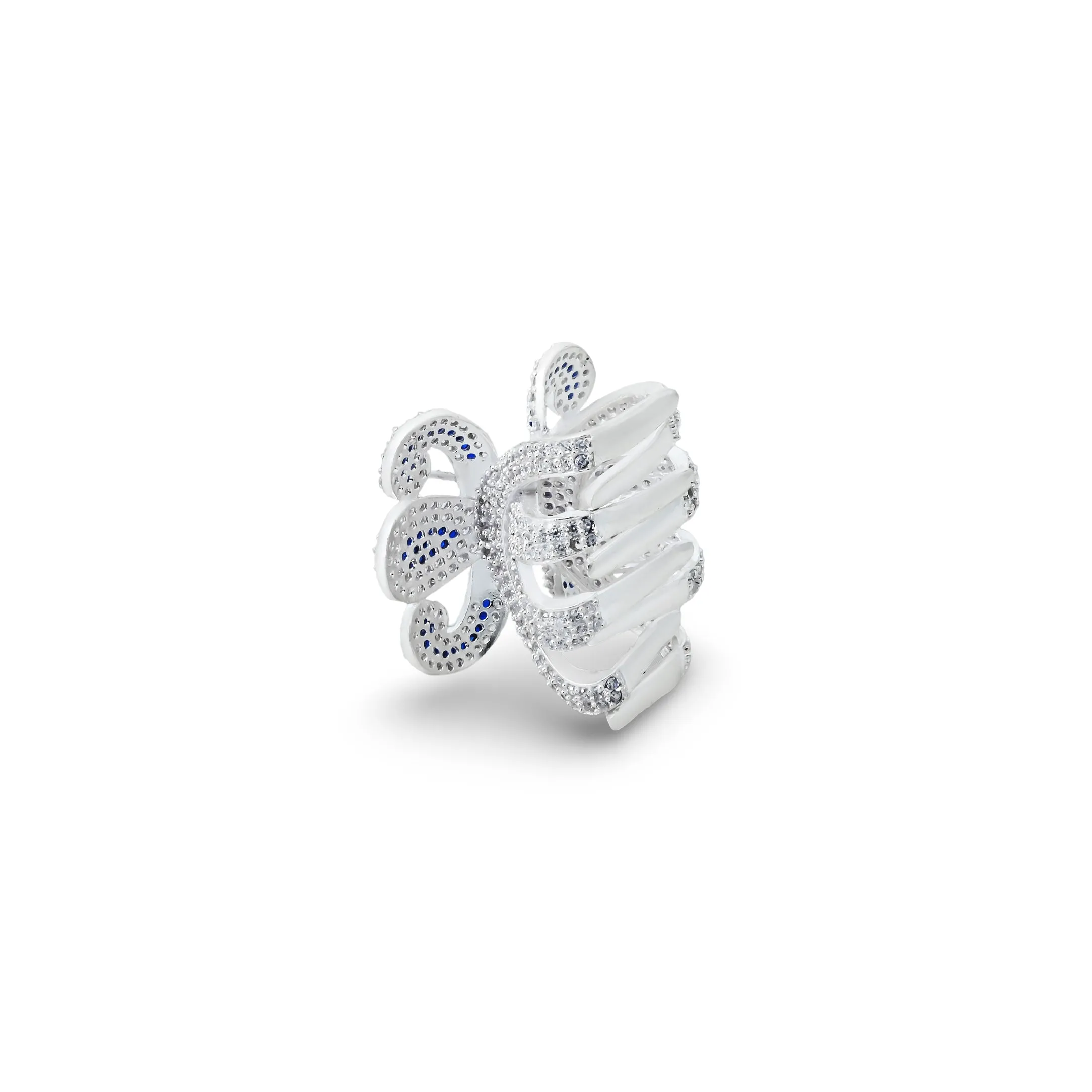 Silver Blue and CZ Gem Stone Clutcher for Girls