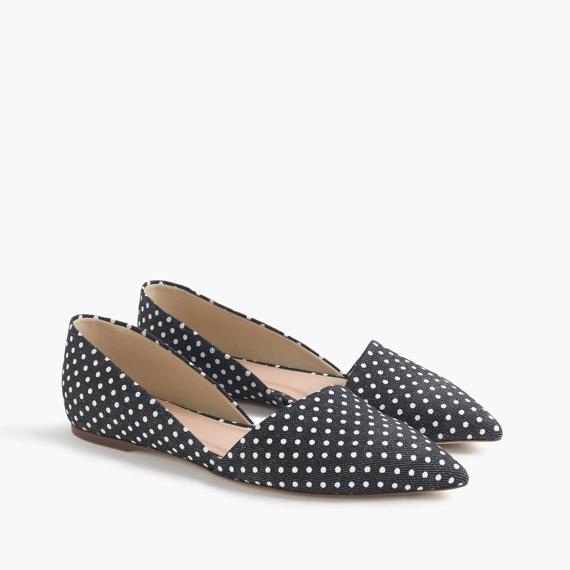 Sloan d'orsay flats in polka-dot denim