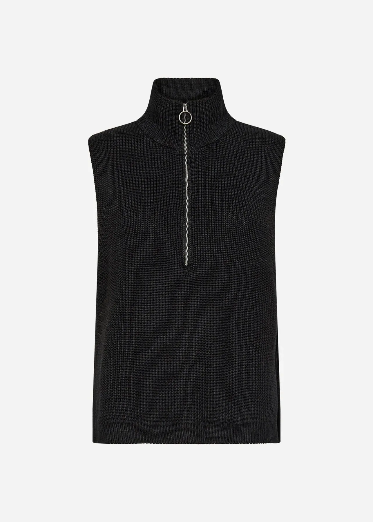 Soyaconcept Julia Knitted Sleeveless Funnel Neck Jumper in Black