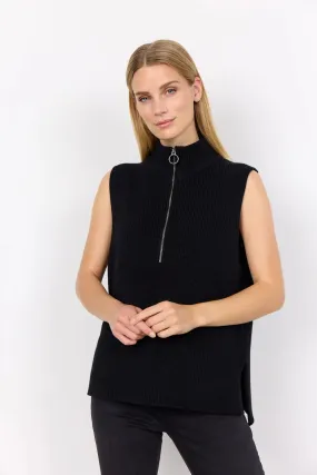 Soyaconcept Julia Knitted Sleeveless Funnel Neck Jumper in Black