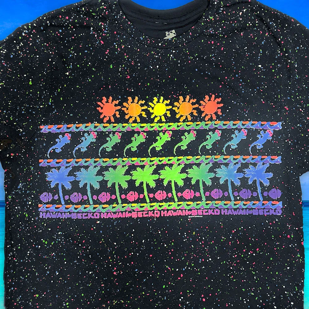 Surf N' Sun - 1980's Splatter Glow Black Tee