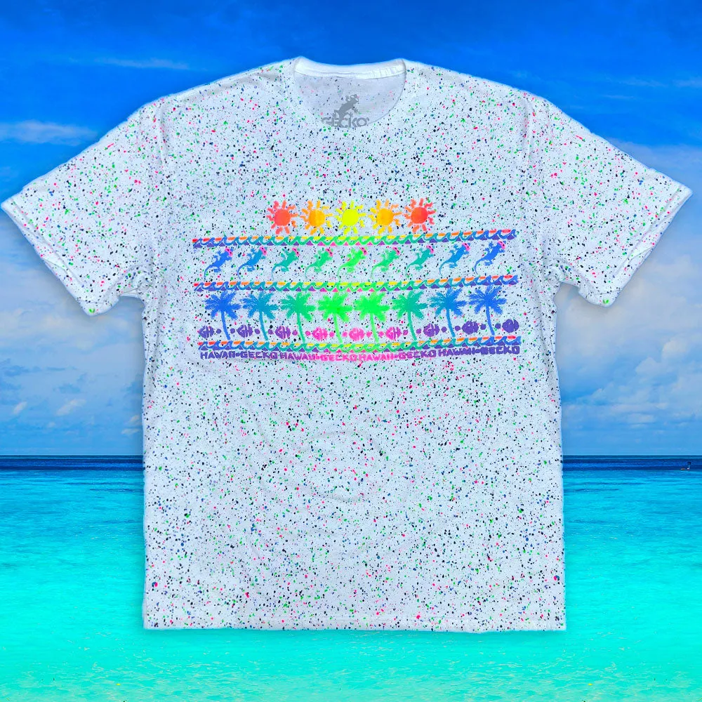 Surf N' Sun - Summer Splatter White Glow Tee