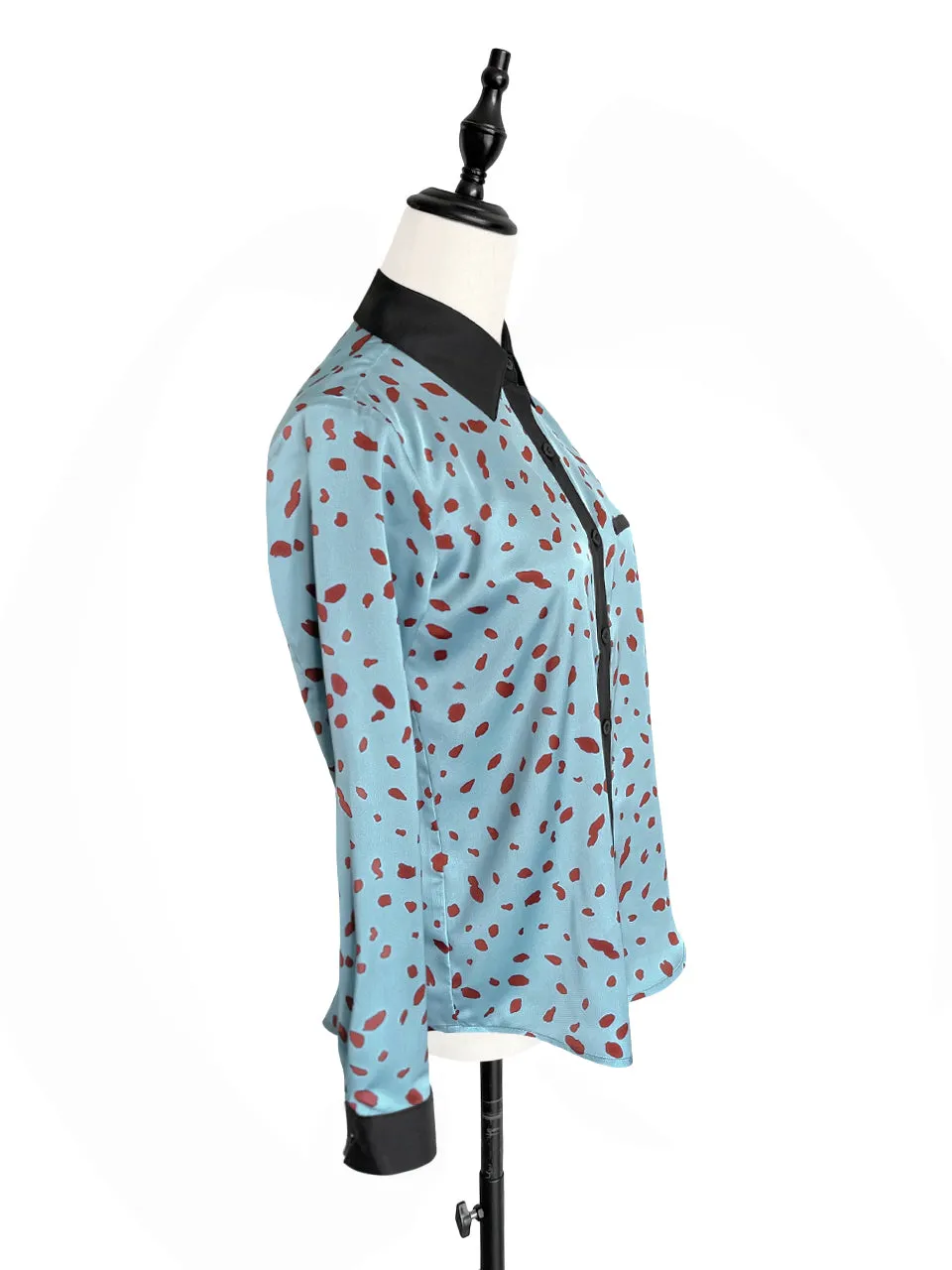 Surprise Sale! Irregular Dotty Print Contrast Detail Blouse (With Camisole Lining)