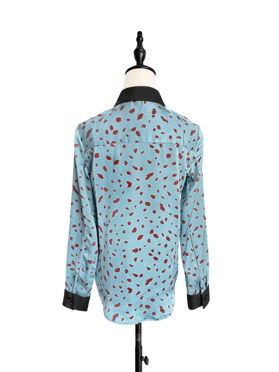 Surprise Sale! Irregular Dotty Print Contrast Detail Blouse (With Camisole Lining)