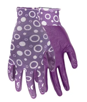 TA208 FLOWERTOUCH® Clear Nitrile Bubbles Pink and Purple, Light Nylon Knit Liner, Sizes S-L, Sold by Pair