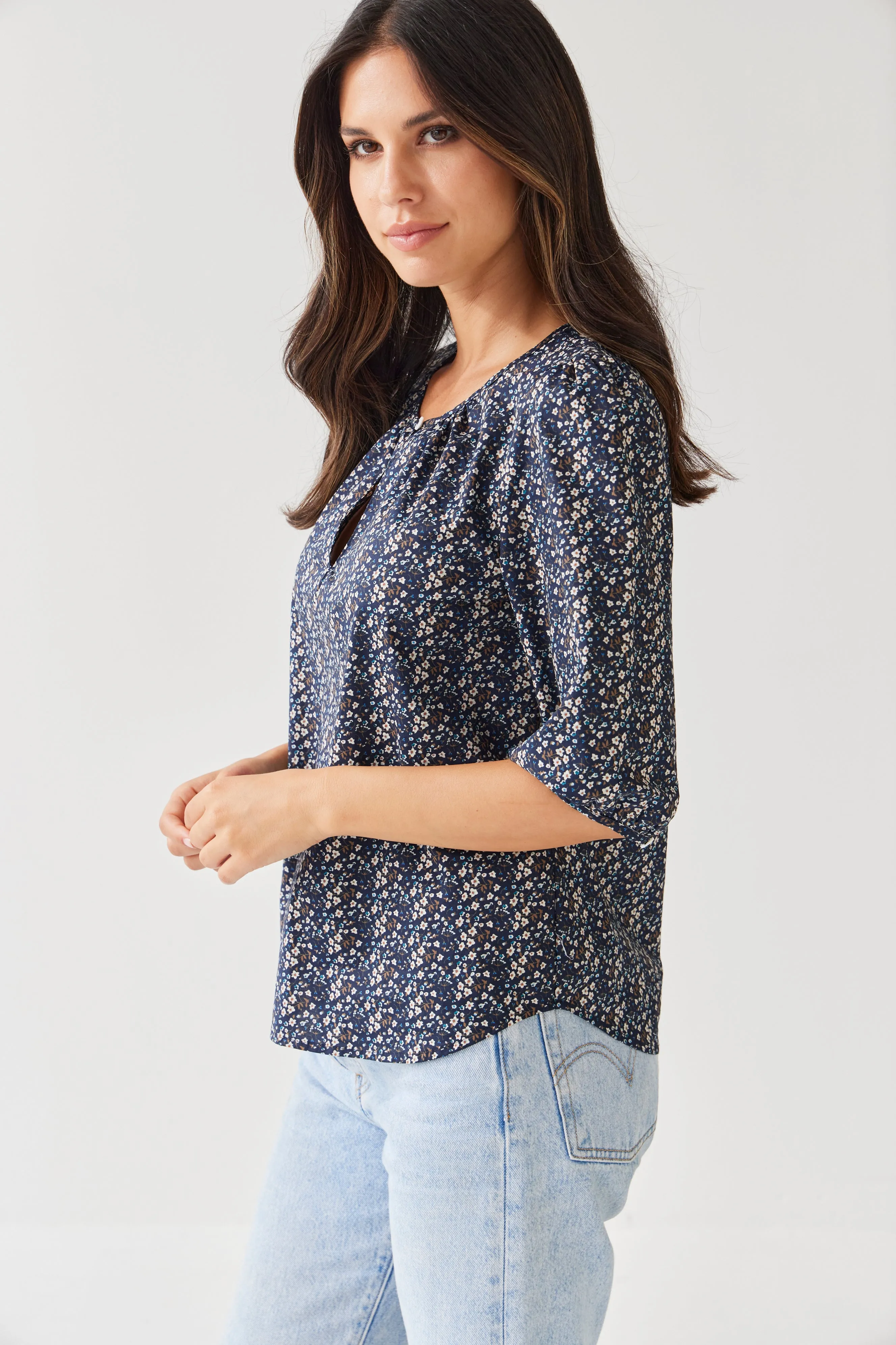 Therese Top | Navy Ditsy