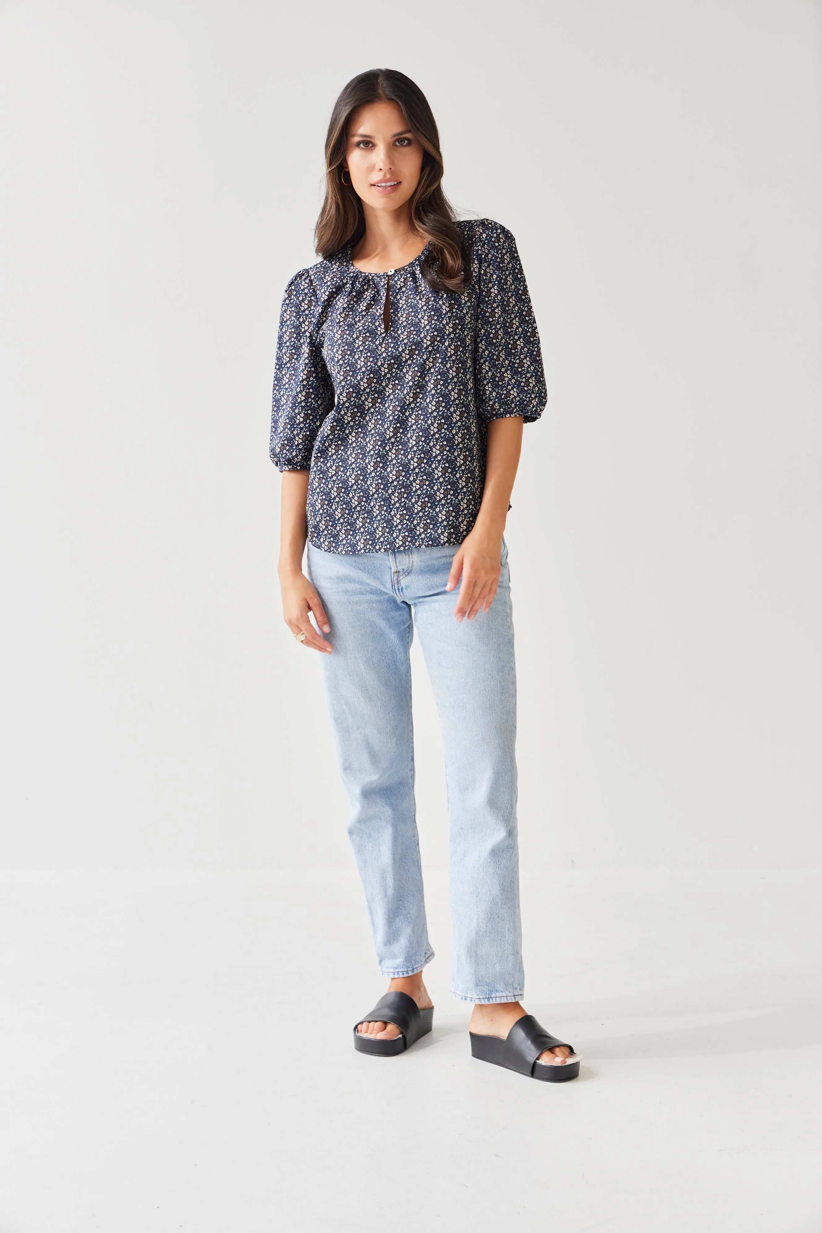 Therese Top | Navy Ditsy