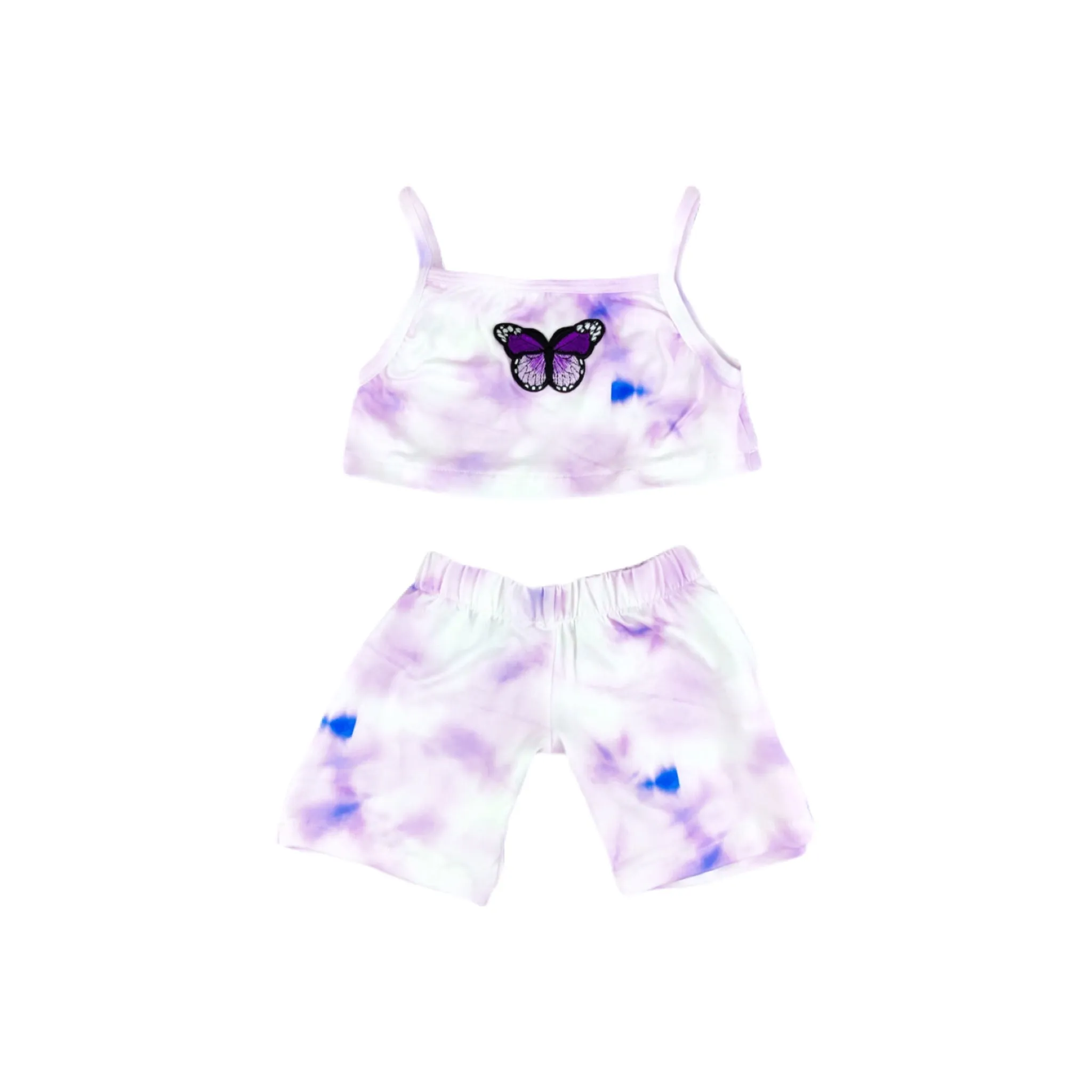 Tie Dye Butterfly Top & Biker Shorts Set