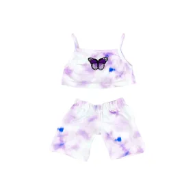 Tie Dye Butterfly Top & Biker Shorts Set