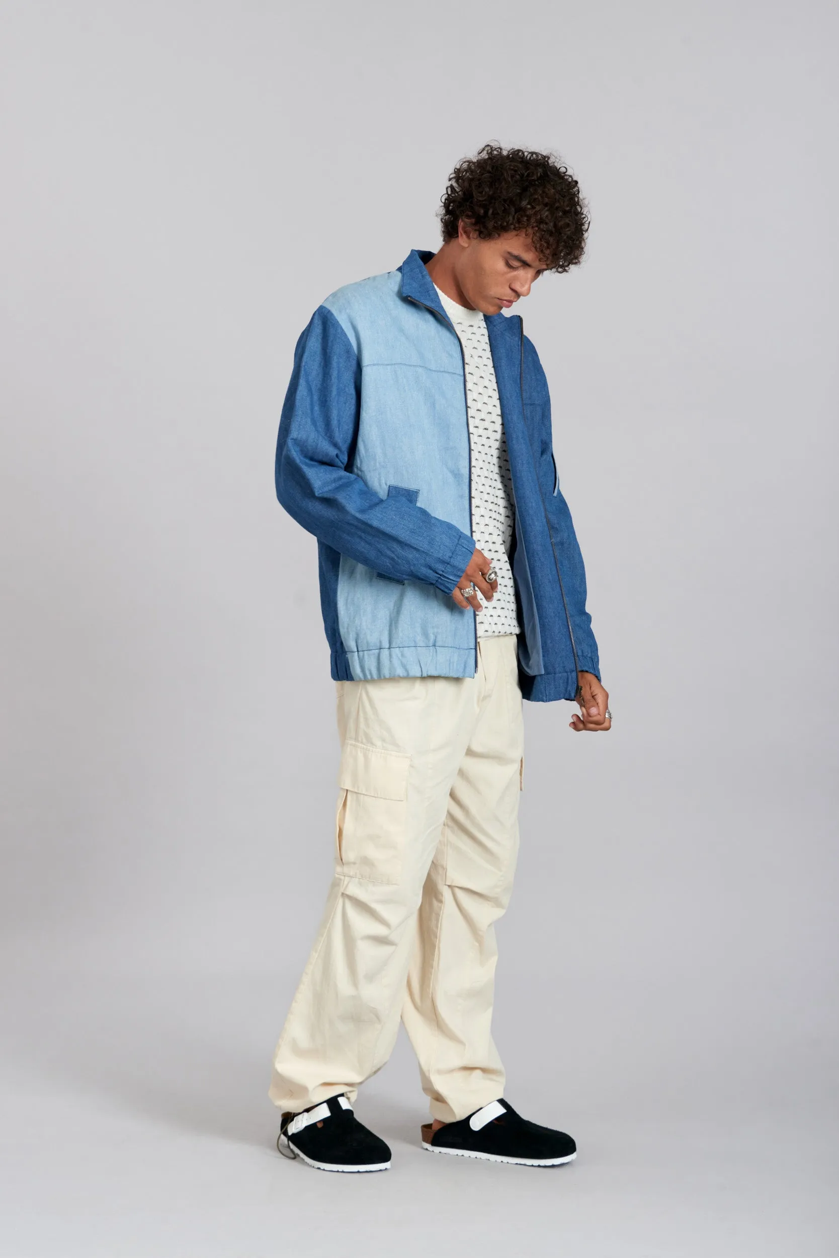 TOBIAS - Linen Jacket Blue Patchwork