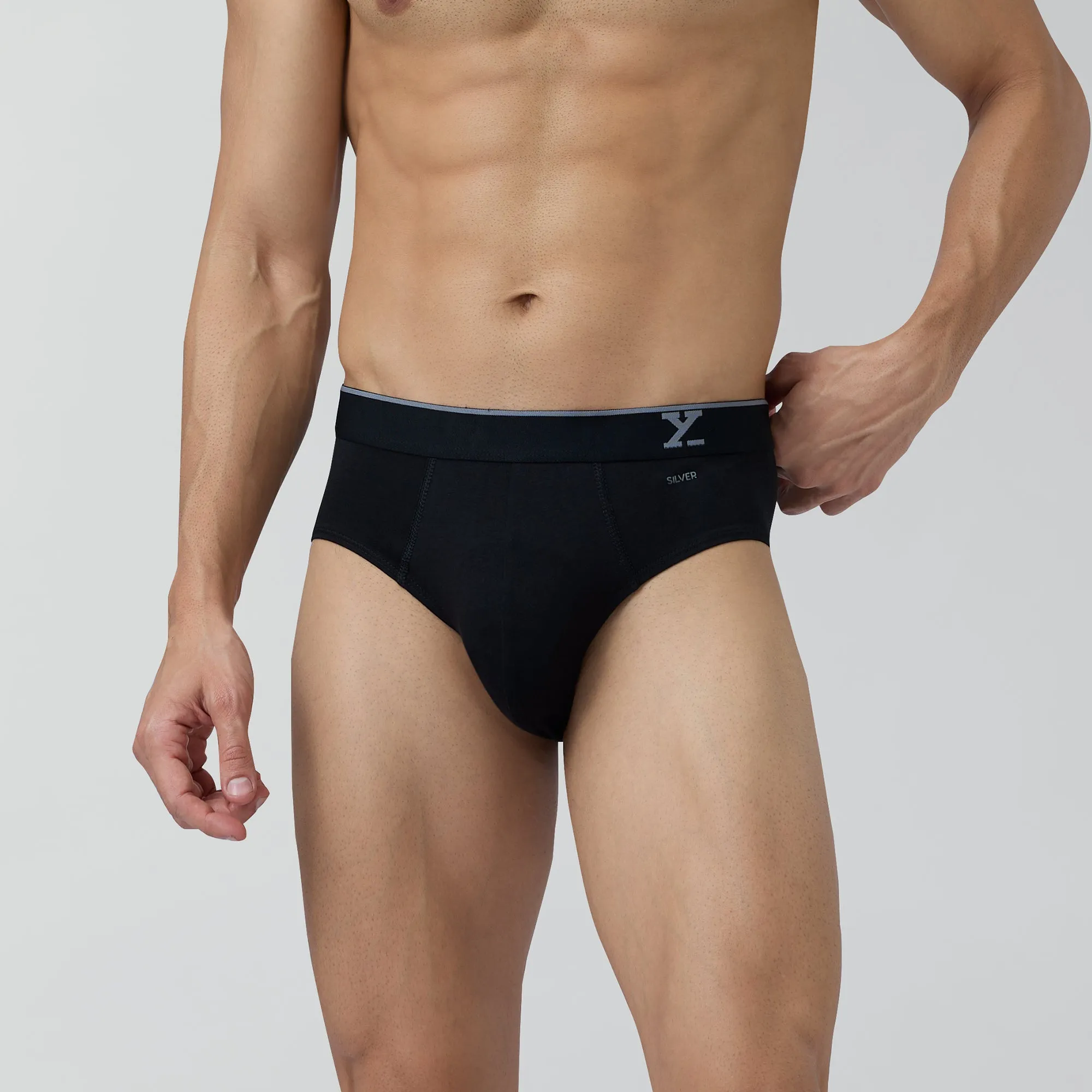 Traq Silver Cotton Briefs Black Knight