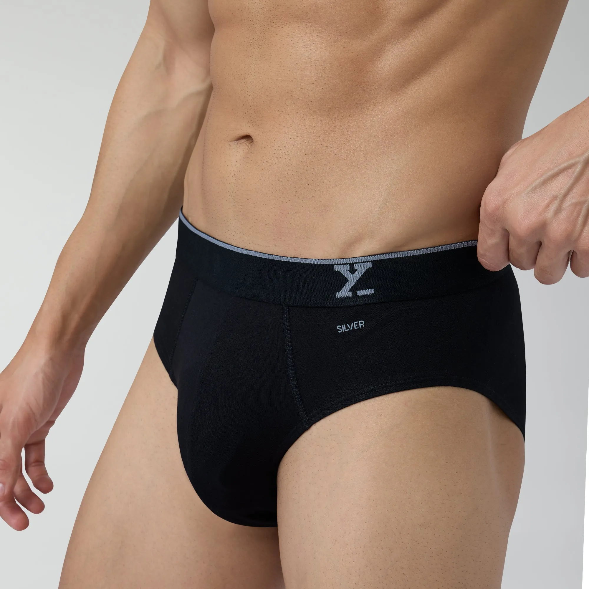 Traq Silver Cotton Briefs Black Knight