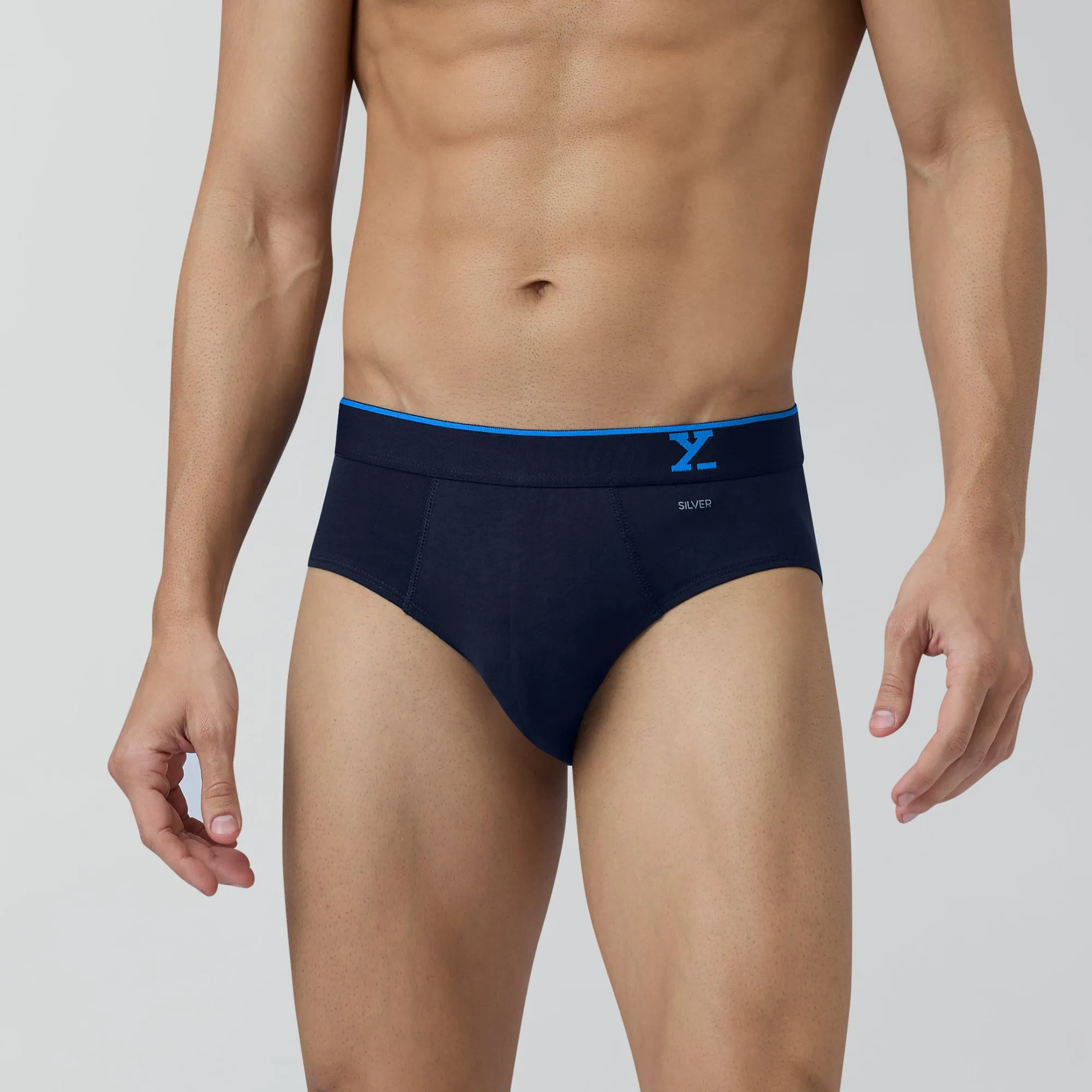 Traq Silver Cotton Briefs Midnight Blue