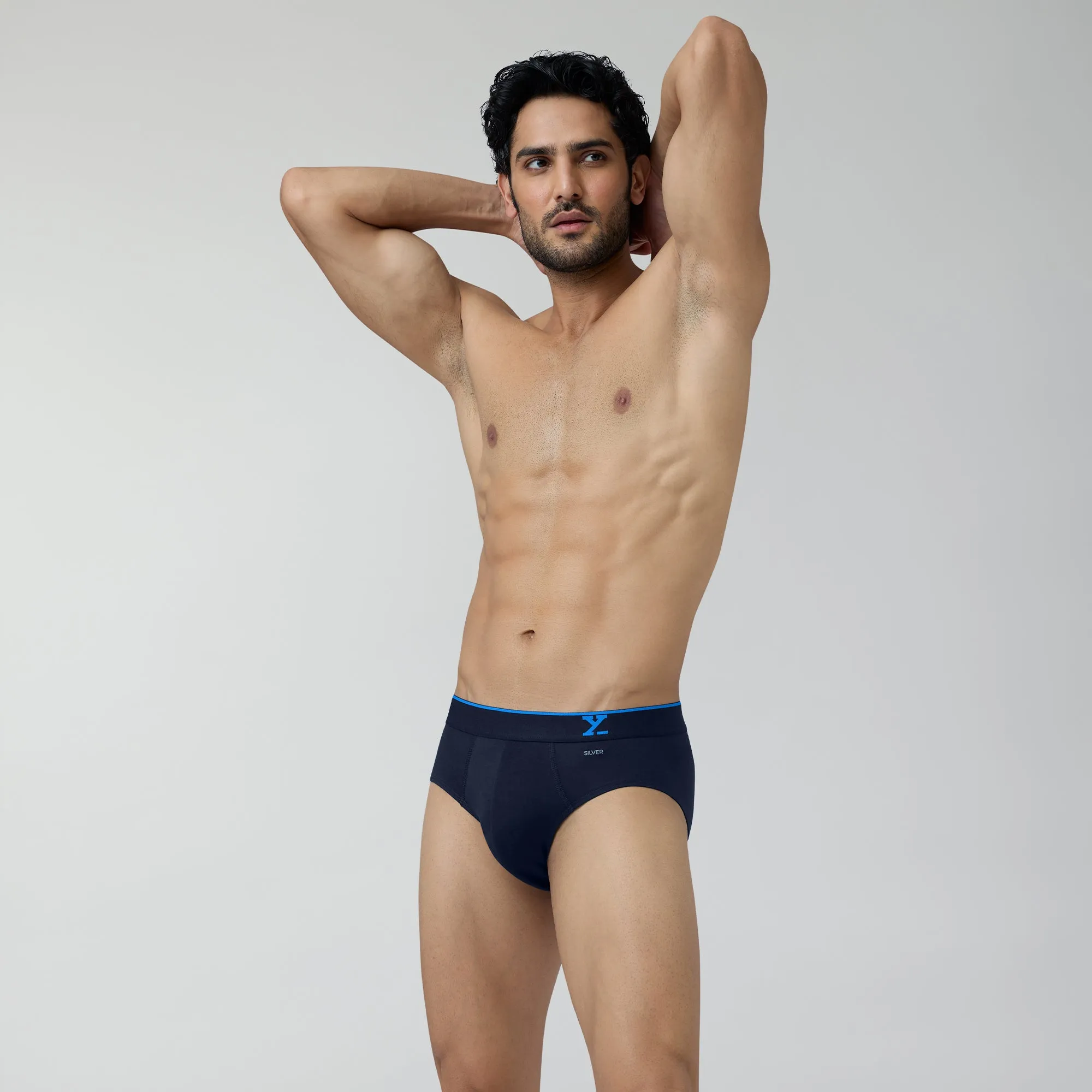 Traq Silver Cotton Briefs Midnight Blue