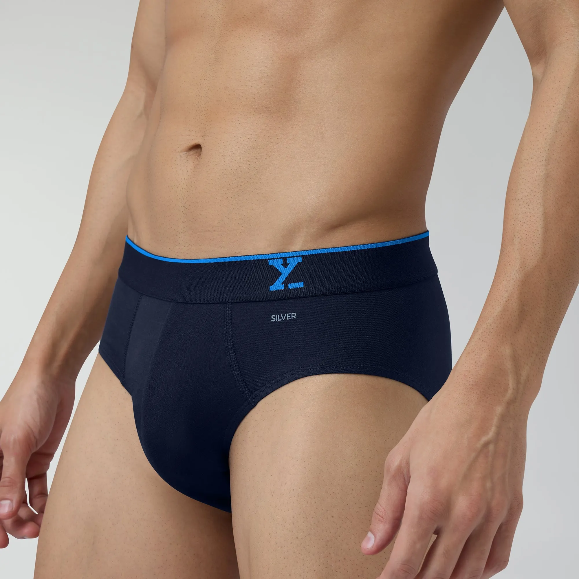 Traq Silver Cotton Briefs Midnight Blue