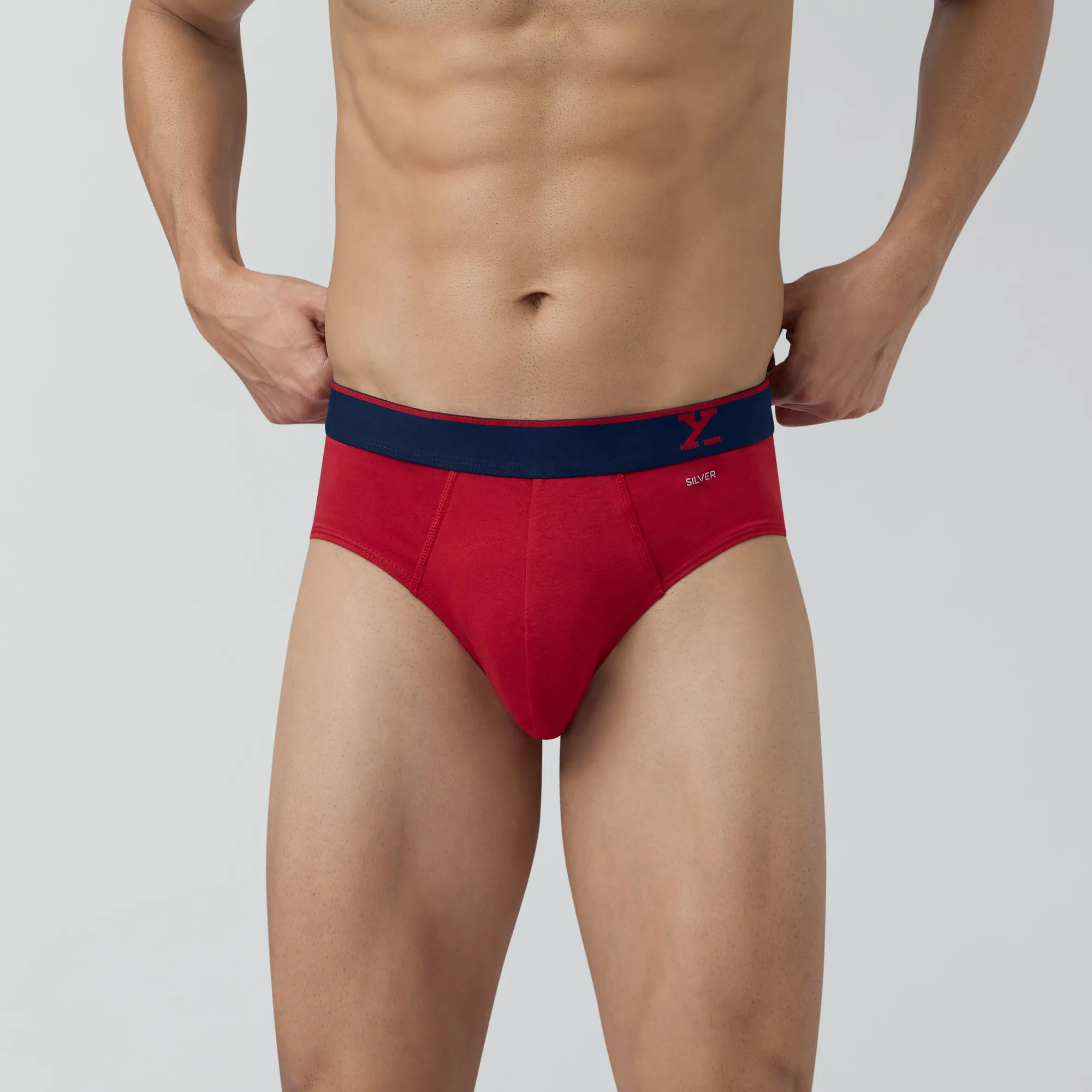 Traq Silver Cotton Briefs Rio Red