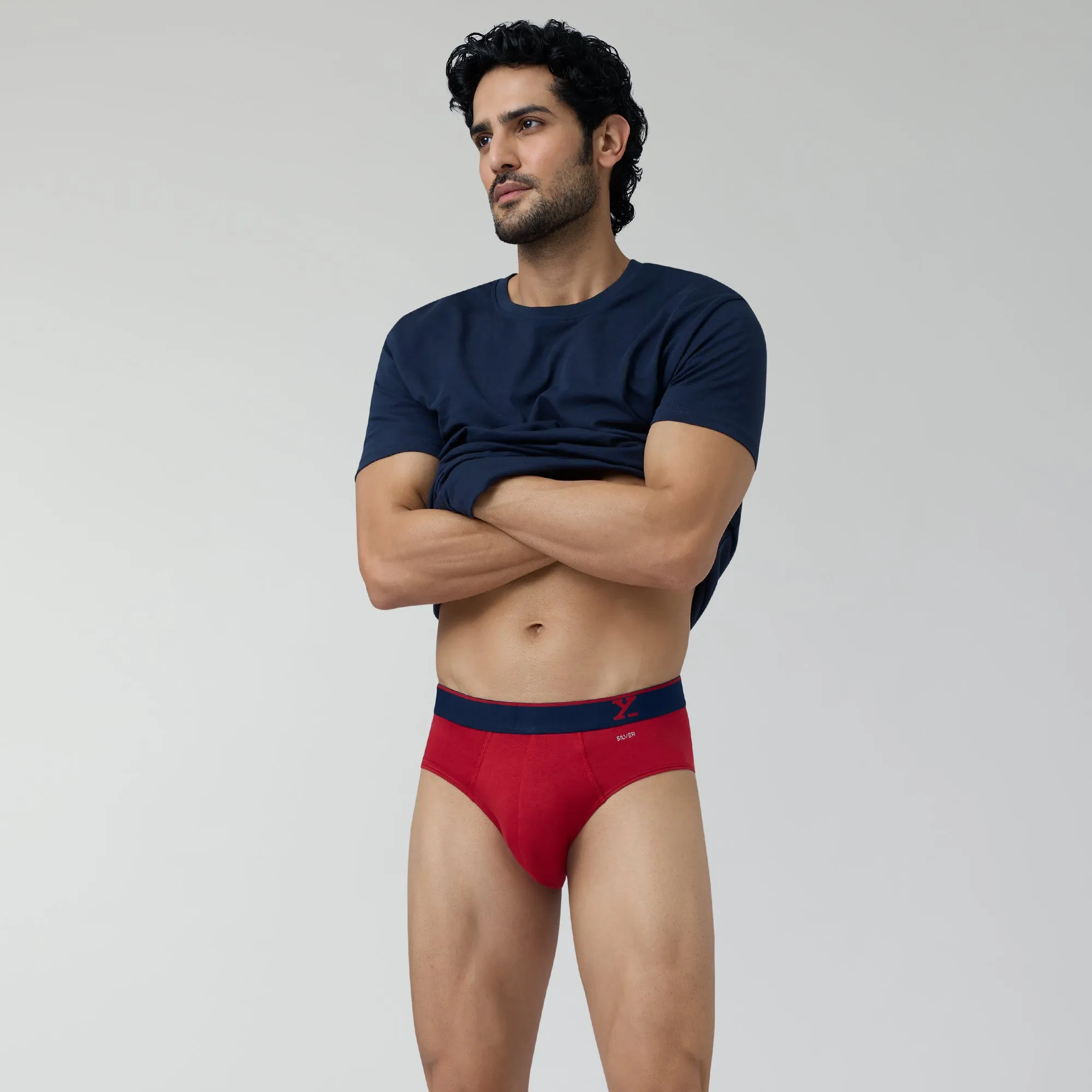 Traq Silver Cotton Briefs Rio Red