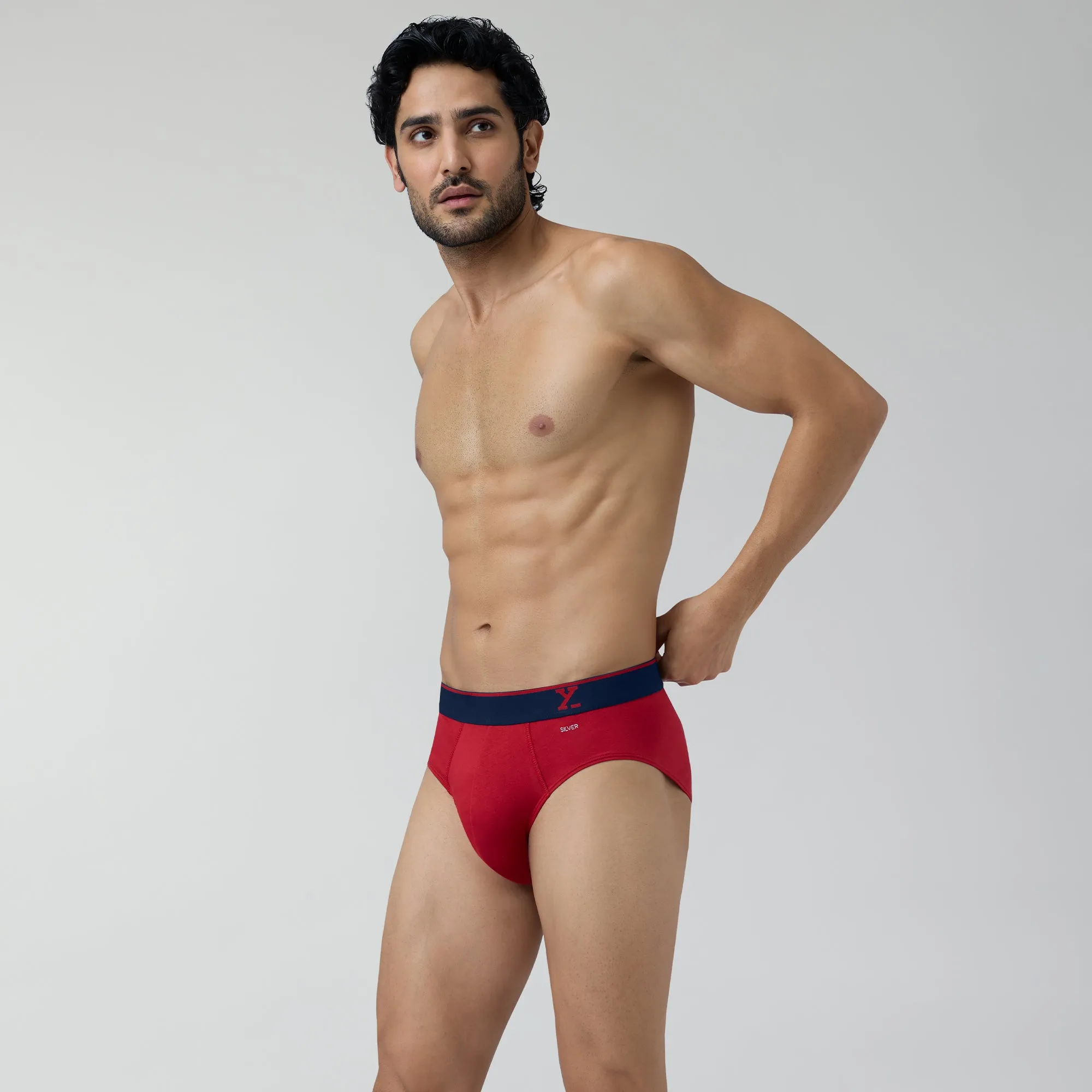 Traq Silver Cotton Briefs Rio Red