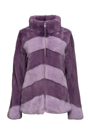 Two Purples Zip Up Mink Fur Jacket