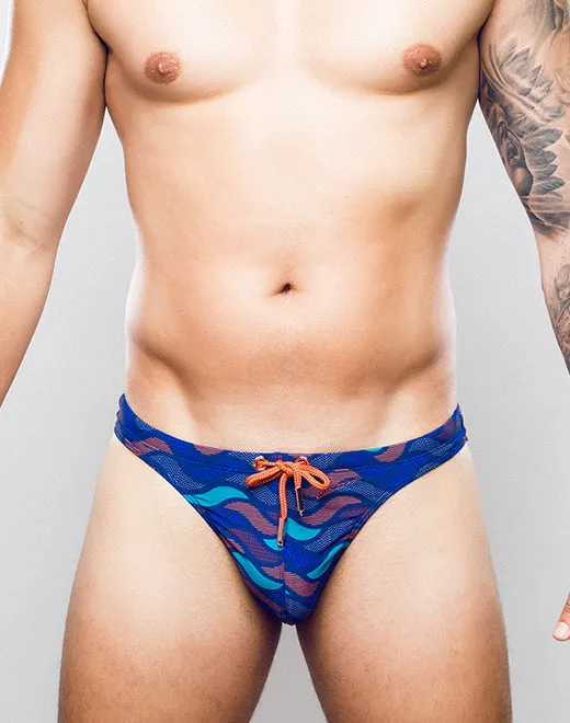 V80 Print Swim Thong - Ocean Blue