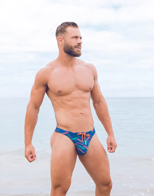 V80 Print Swim Thong - Ocean Blue