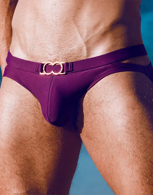 VB12 BLK Label Swim Brief - Plum