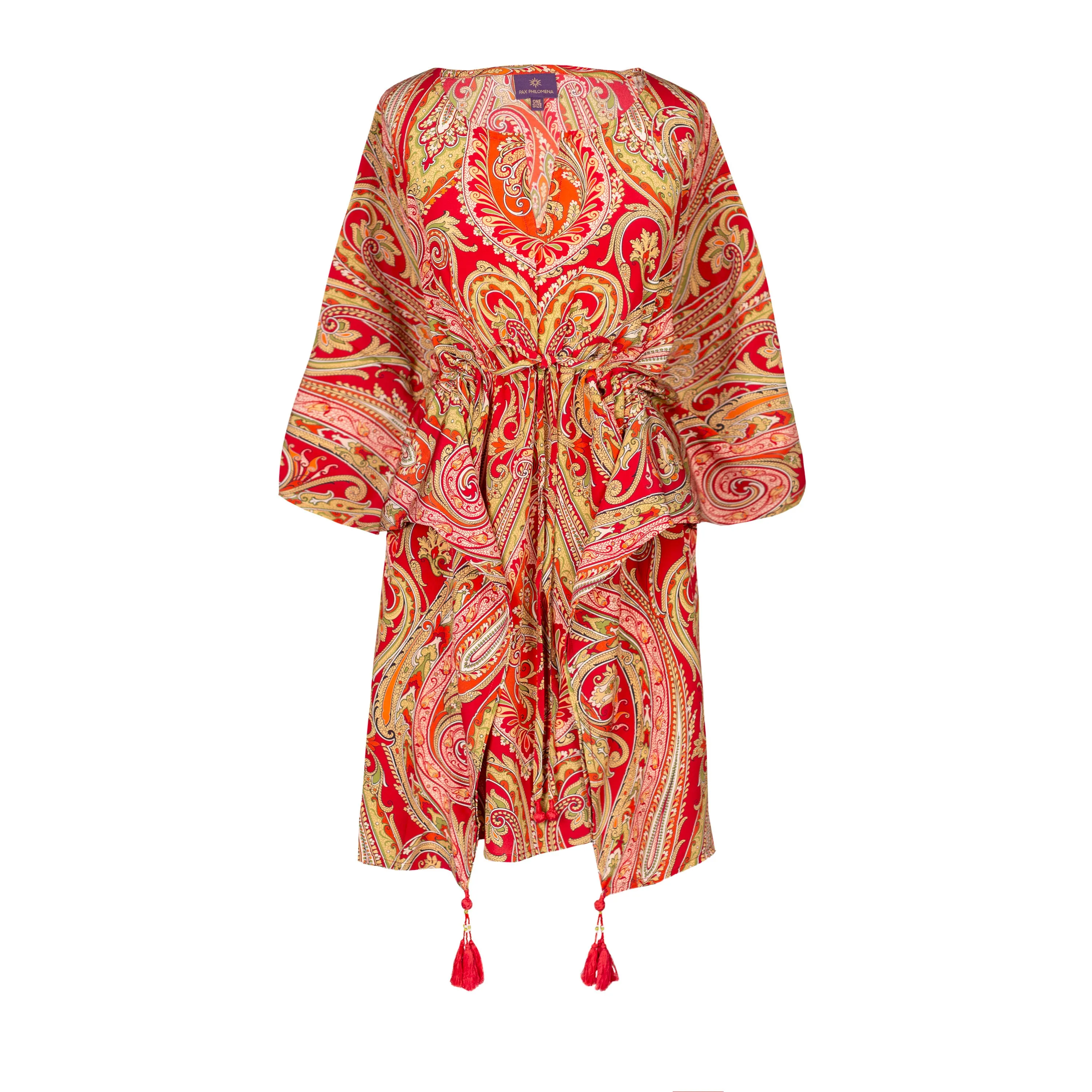 Vermillion Principessa Paisley Italian Silk Short kaftan