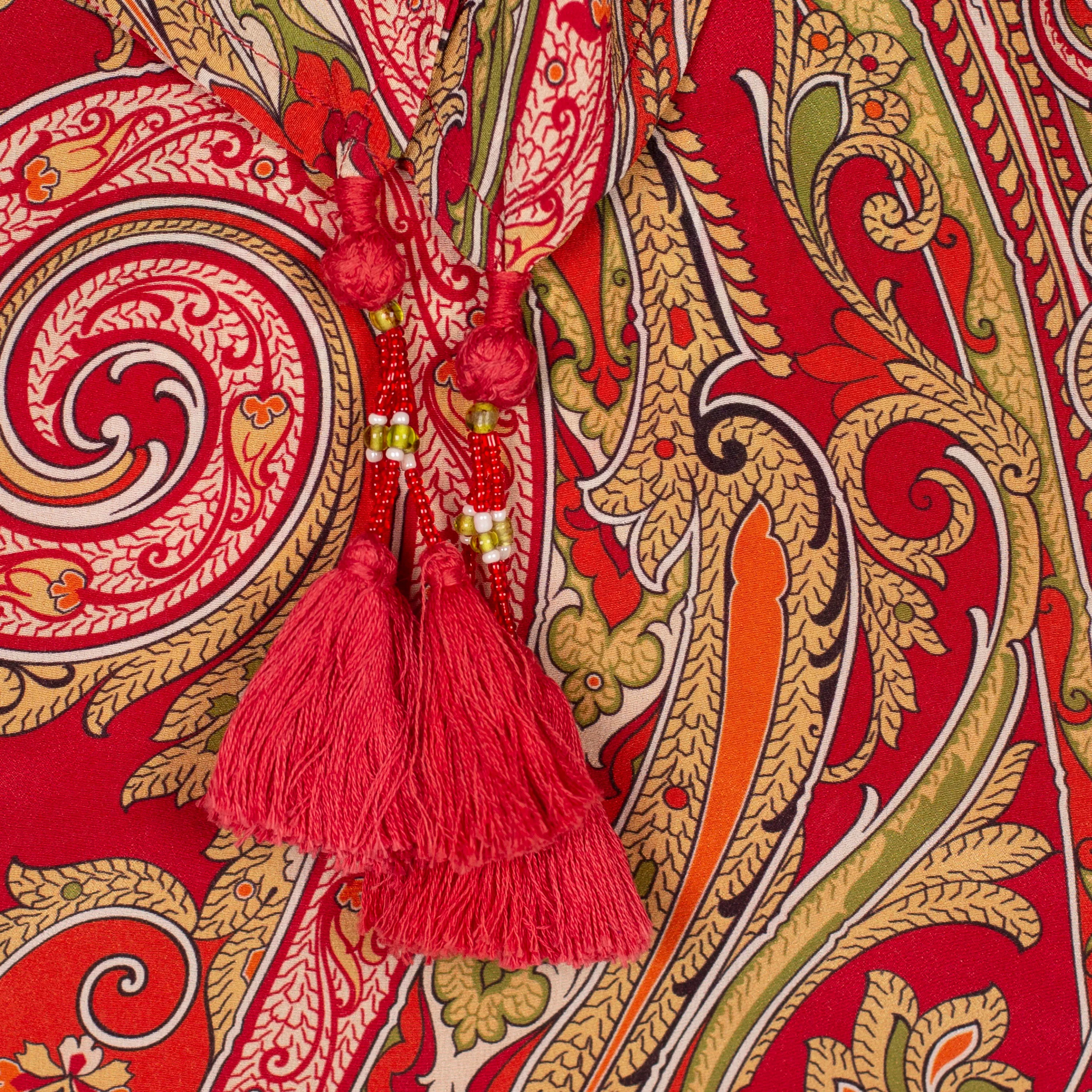 Vermillion Principessa Paisley Italian Silk Short kaftan