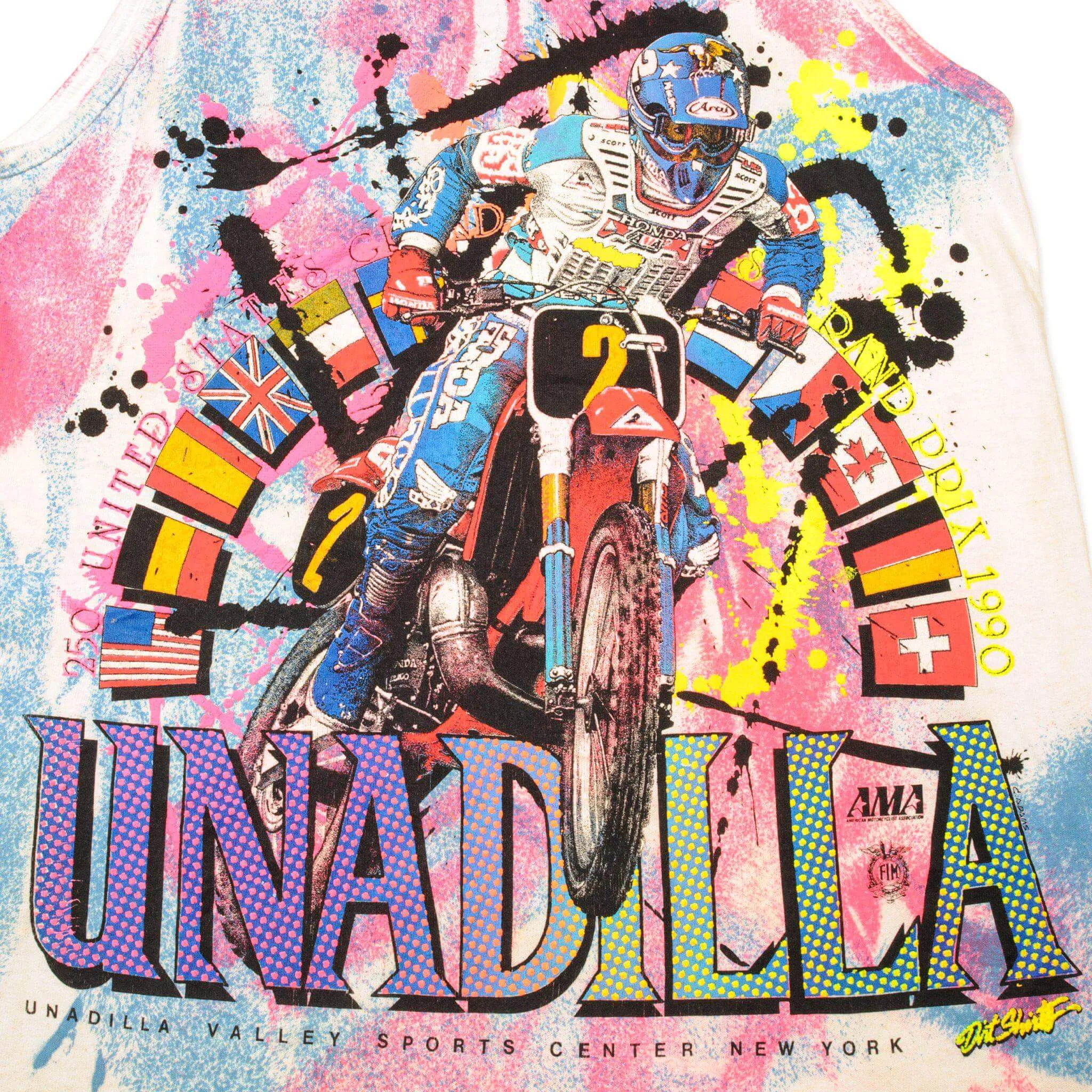 VINTAGE AMA UNADILLA GRAND PRIX TANK TOP TEE SHIRT 1990 SIZE SMALL MADE IN USA