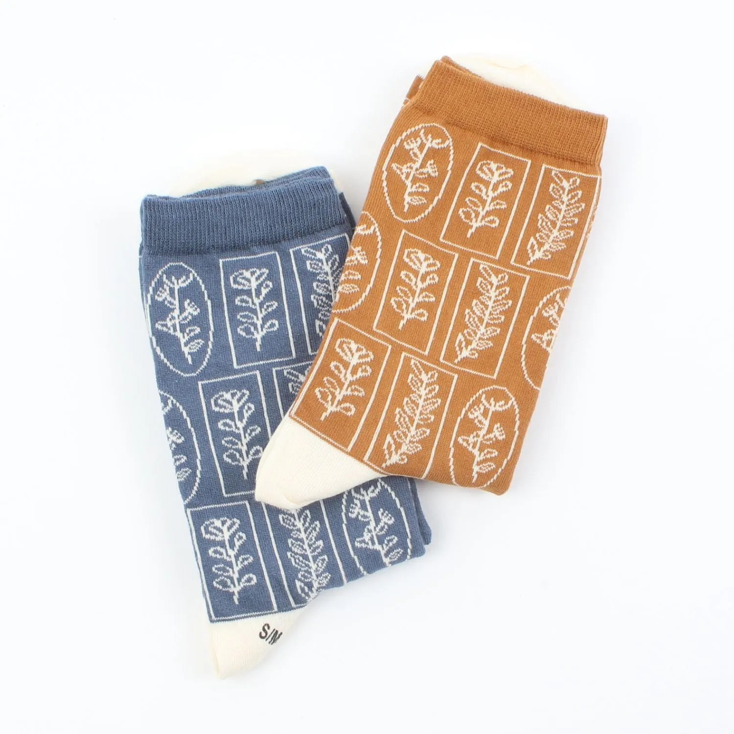 Women's Linear Floral Print Cotton Socks